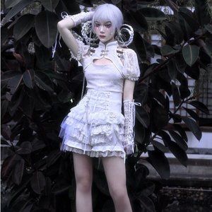 Gothic Punk Lace-up Lace Tiered Culottes by Blood Supply size M
